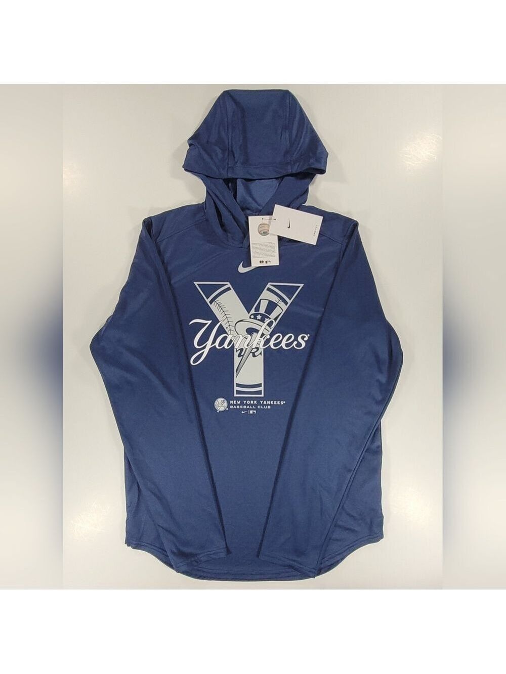 NEW Nike New York Yankees Baseball Club Lightweight Hoodie Dark Blue Mens Small